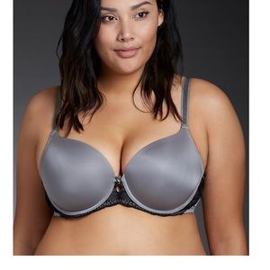 TORRID SILVER MICROFIBER & LACE T-SHIRT BRA